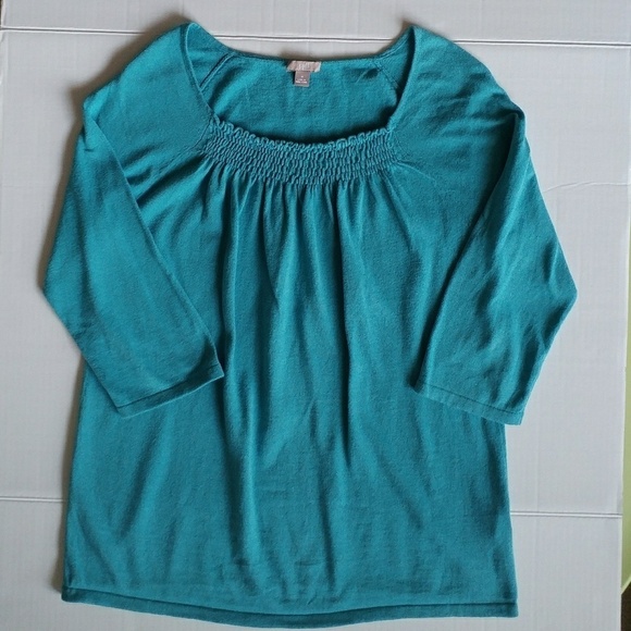 J Jill Gathered Neck Lagenlook 3/4 Sleeve Sweater S - Picture 1 of 4